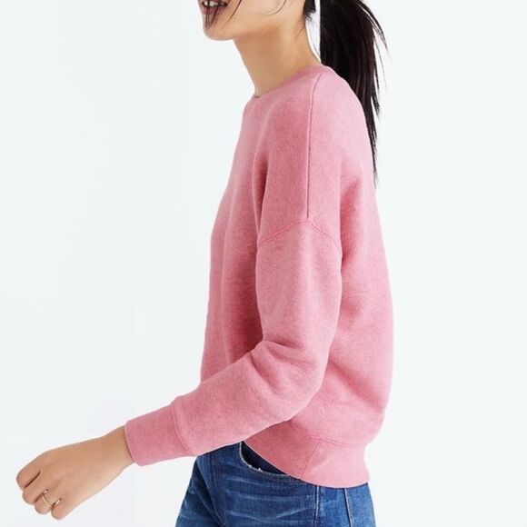 Madewell Miles Mainstay Sweatshirt Cozy Heather Petal Pink Large Cotton - Picture 7 of 9